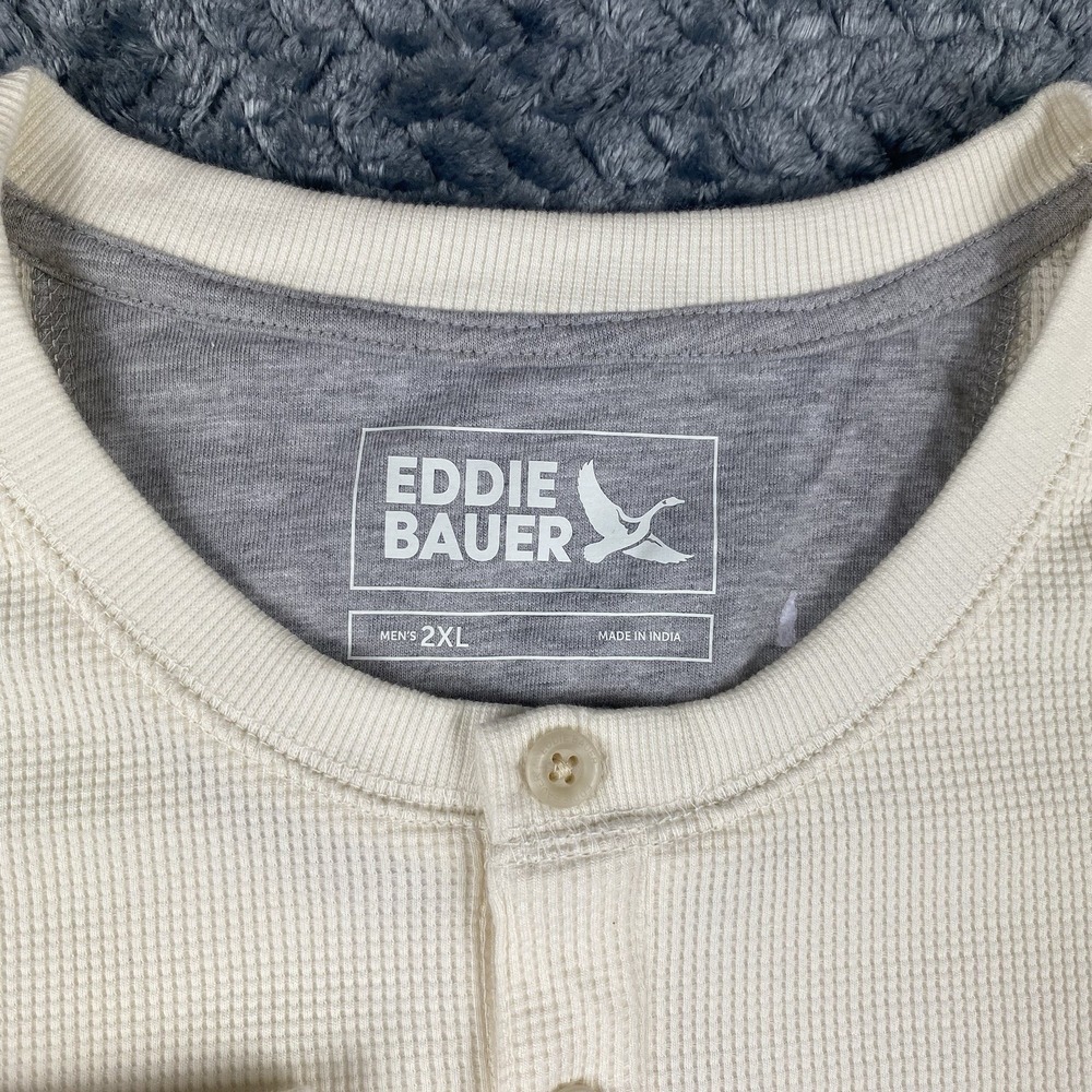 Eddie Bauer Thermal Henley Long Sleeve Hunting Shirt Mens 2XL Undyed White NWT - Picture 2 of 12